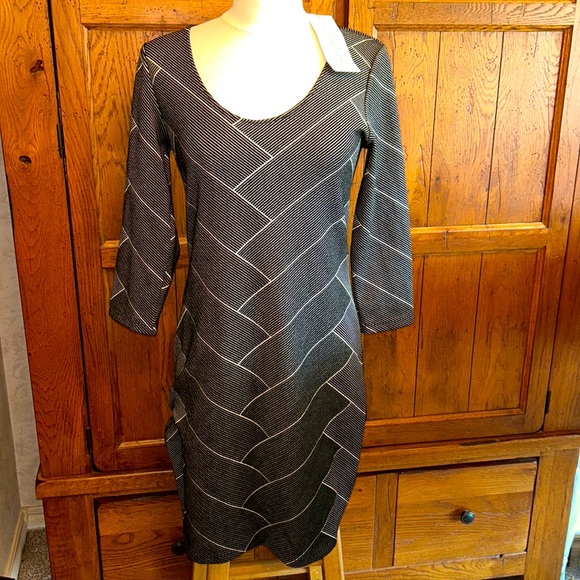 NWT⭐️AMY MATTO New York🍂Black & White Dress🍁3/4 Sleeves🍃Size Small🌻 - Picture 1 of 8